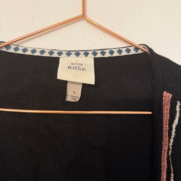 Knox rose boho embroidered fringe kimono size large - Picture 4 of 7